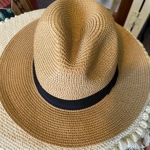 Women Wide Brim Straw Panama Roll up Hat Fedora Beach Sun Hat UPF50+